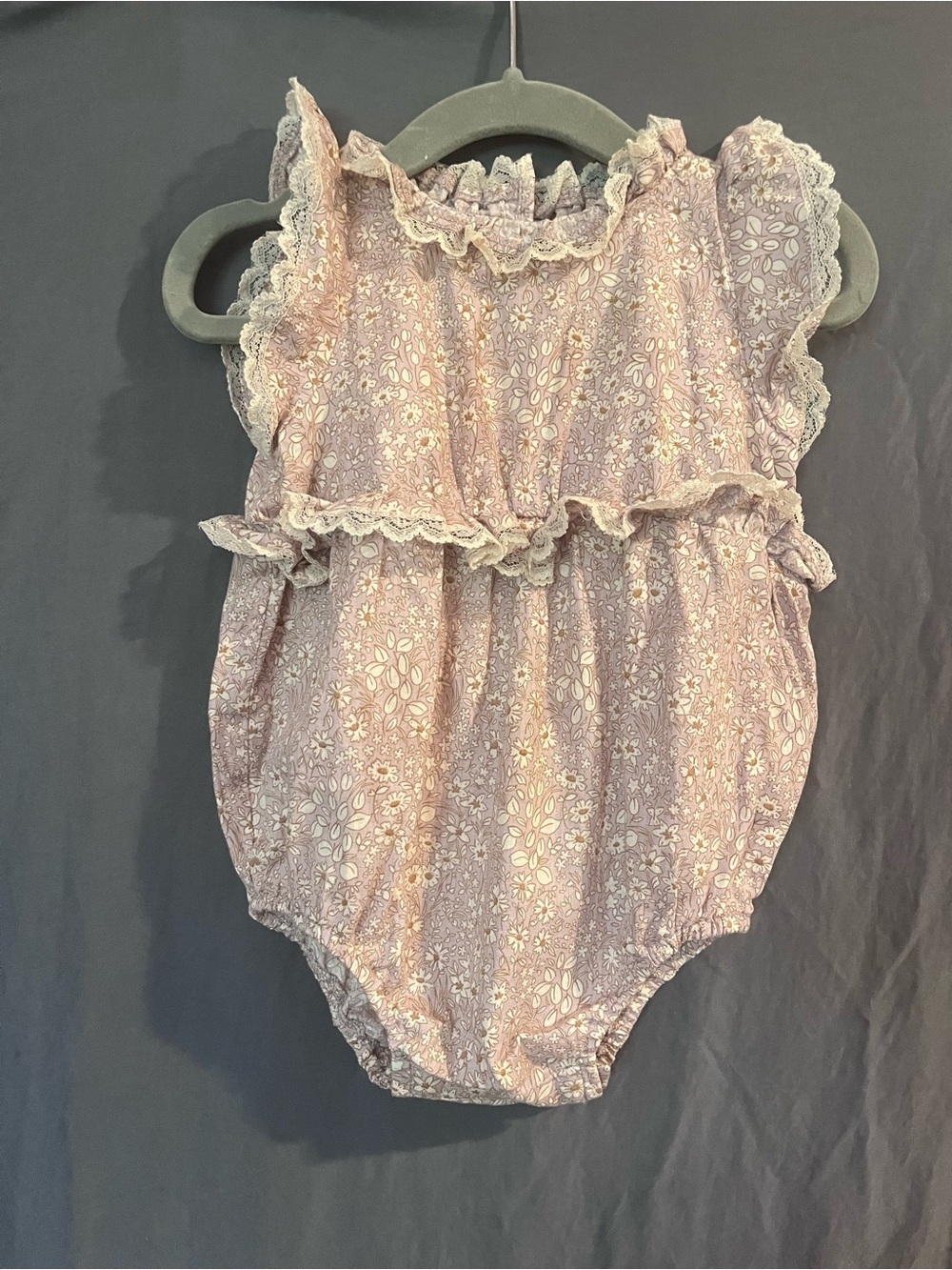Floral Lace Trimmed Kids One Piece